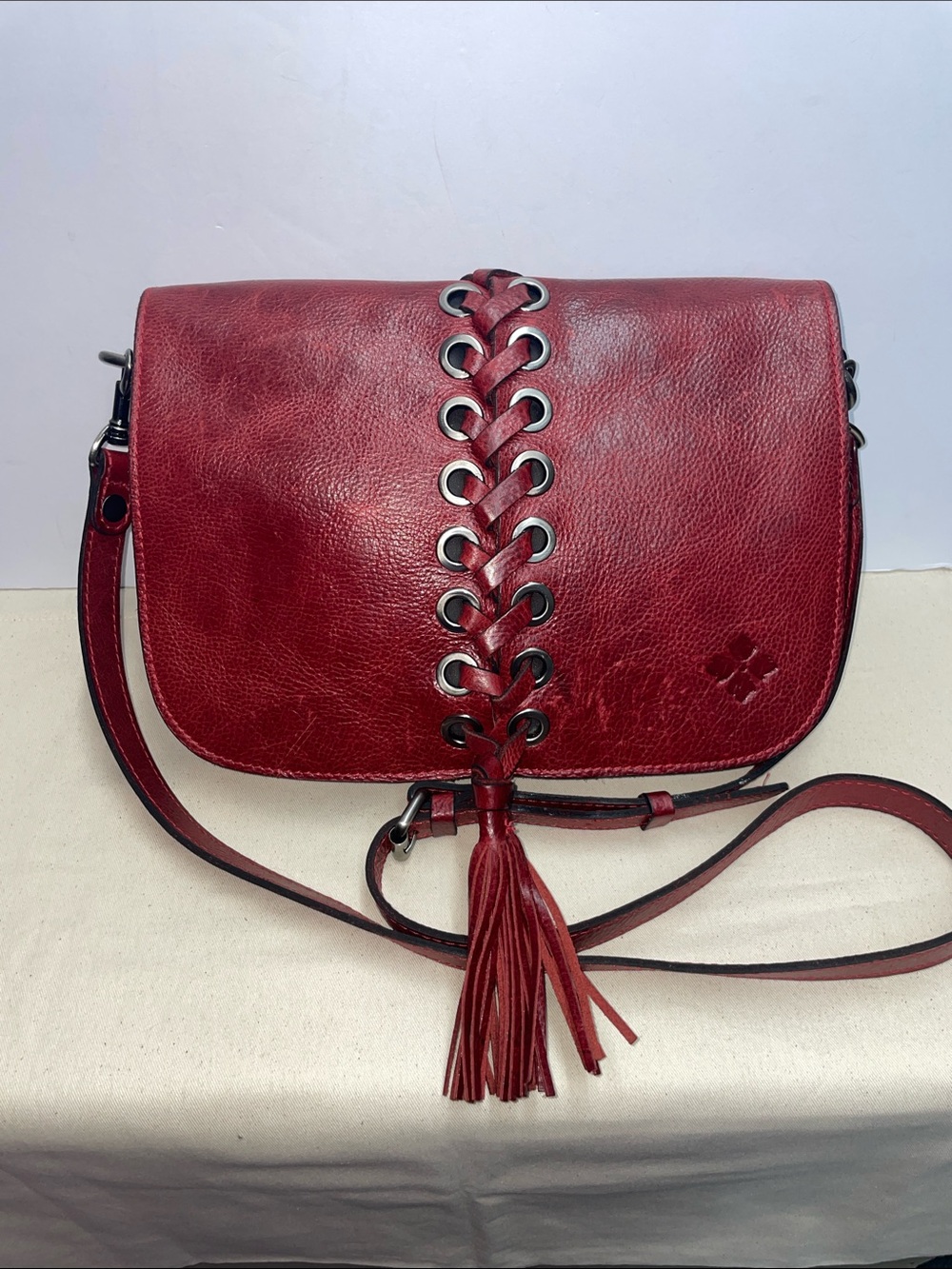 Patricia Nash Distressed Leather Saddle Bag